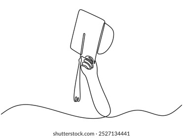 Hand throwing a graduation cap in one continuous line drawing. Celebrating educational achievements. Hand-drawn illustration for graduation festivities.