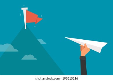 Hand Throwing Paper Plane Flat Design