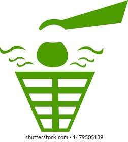 hand throws stinky garbage into the bin icon for design ecology concept