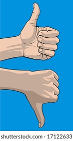 Hand with thumb up and down