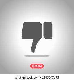 Hand with thumb down, dislike icon. Icon under spotlight. Gray background