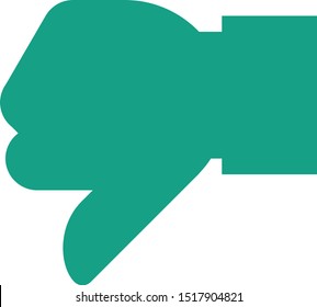 Hand thumb down, dislike icon flat. white symbol illustration isolated on white background 