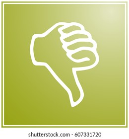 Hand thumb down, dislike icon flat.