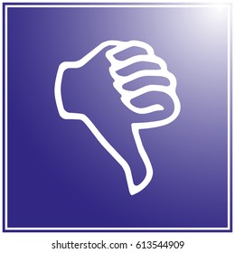 Hand thumb down, dislike icon flat.