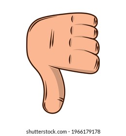 hand thumb down gesture isolated