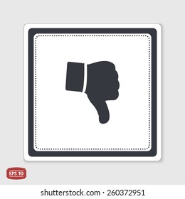 Hand with thumb down icon. Flat design style. Made vector illustration. Emblem or label with shadow.