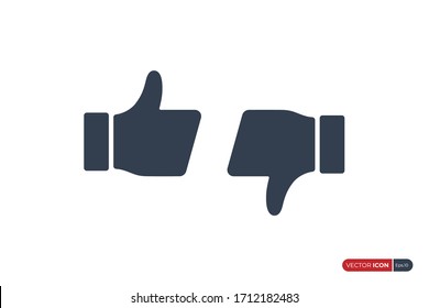 Hand Thumb Up and Hand Thumb Down Icon. Like and Dislike Symbol. Flat Vector Icon Design Template Element.