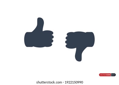 Hand Thumb Up and Hand Thumb Down Icon. Like and Dislike Symbol. Flat Vector Icon Design Template Element.