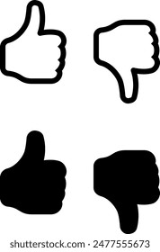 Hand Thumb Up und Hand Thumb Down Symbol. Like und Dislike vote Klicken Symbol. Flache Vektorgrafik Icon Design Vorlage Element. Handinnenindex Daumen hoch