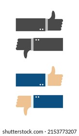 Hand thumb up down icon set, like and dislike symbols.