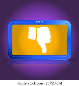 Hand with thumb down icon. Specular reflection. Made vector illustration