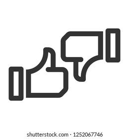 Hand, thumb up and thumb down, on a white background in vector EPS8
