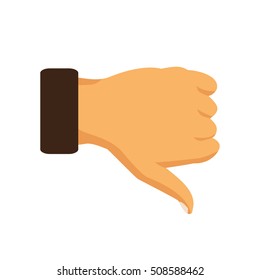Hand thumb down sign on a white background. Vector illustration