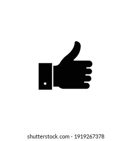 Hand thumb up gesture glyph icon. Testimonials, like and customer relationship management concept. Simple solid style. Vector illustration isolated on white background. EPS 10.