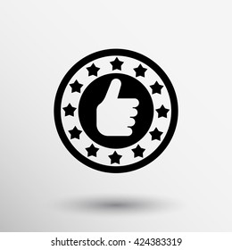 Hand thumb up gesture Vector illustration logo icon award.
