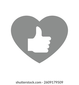 Hand thumb up in heart vector icon. Like, love, social media symbol.