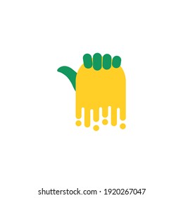 Tarjeta de mano y pulgar. Dibujo de vectores.