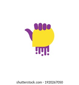 Hand and thumb holding card. Vector drawing.