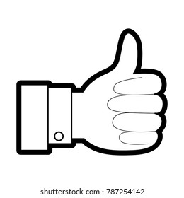 hand thumb up icon in black silhouette with thick contour