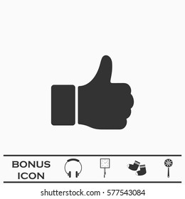 Hand Thumb Up icon flat. Black pictogram on white background. Vector illustration symbol and bonus button