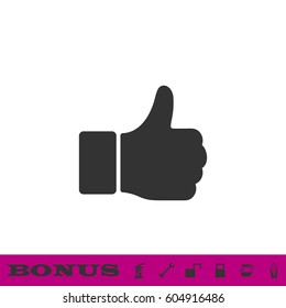 Hand Thumb Up icon flat. Black pictogram on white background. Vector illustration symbol and bonus button