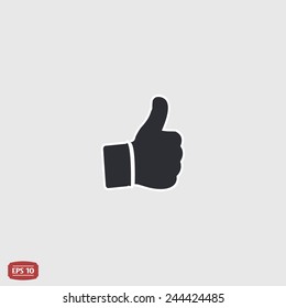 Hand with thumb up icon. Flat design style. Made vector illustration