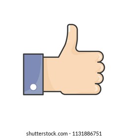Hand Thumb Up icon flat. Illustration isolated on white background. Vector colorful sign symbol