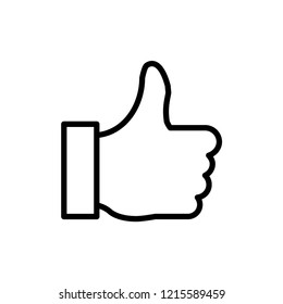 Hand Thumb Up icon flat. Illustration isolated on white background. Vector black sign symbol.