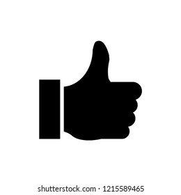 Hand Thumb Up icon flat. Illustration isolated on white background. Vector black sign symbol.