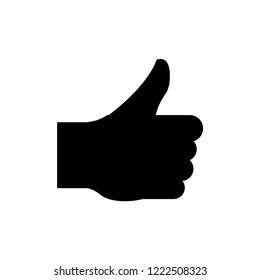 Hand Thumb Up icon flat. Illustration isolated on white background. Vector black sign symbol.