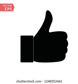 Hand Thumb Up icon flat. Illustration isolated on white background. Vector grey sign symbol