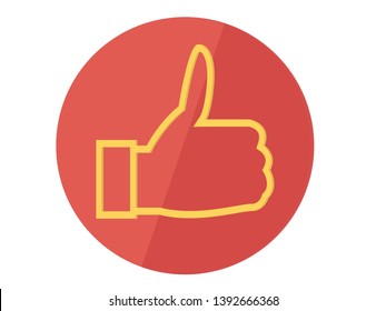 Hand Thumb Up icon flat. Illustration isolated on white background. sign symbol