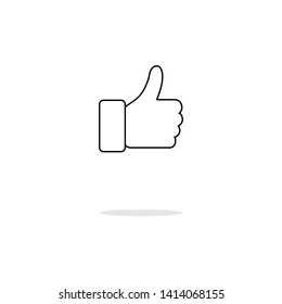 Hand Thumb Up Symbol flach. Illustration einzeln auf weißem Hintergrund. Vektorgrau-Zeichen-Symbol
