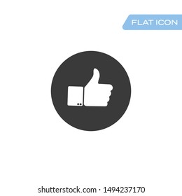 Hand Thumb Up icon flat. Illustration isolated on white background. Vector grey sign symbol