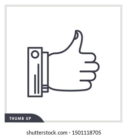 Hand Thumb Up icon flat. Illustration isolated on white background. Vector grey sign symbol