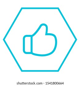 Hand Thumb Up icon flat. Illustration isolated on white background. Vector grey sign symbol
