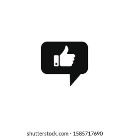 Hand Thumb Up icon flat. Illustration isolated on white background. Vector black sign symbol	