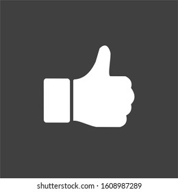Hand Thumb Up icon flat. Illustration isolated on white background. Vector grey sign symbol
