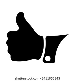 Hand Thumb Up icon flat. Illustration isolated on white background. Vector grey sign symbol