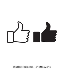 Hand Thumb Up icon flat. Illustration isolated on white background.