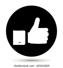 Hand Thumb Up icon flat. Illustration isolated on black background