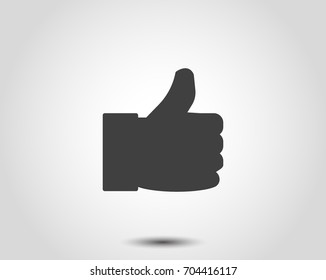 Hand Thumb Up Icon Flat. Illustration Isolated On White Background. Vector Grey Sign Symbol