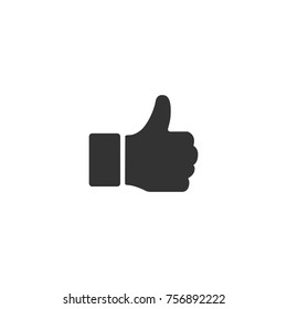 Hand Thumb Up icon flat. Illustration isolated on white background. Vector illustration.