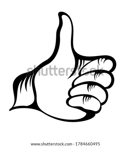 Hand Thumb Up icon flat. Illustration isolated on white background.