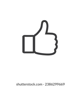 Hand Thumb Up icon. Flat outline hand sign. Vector isolated illustration on white background