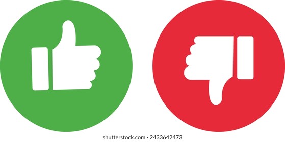 Icono de pulgar hacia arriba conjunto plano. aislado sobre fondo transparente. Símbolo de signo de vector, pulgar arriba y pulgar abajo. Vector de stock, como signo, como símbolo, utilizado para la aplicación móvil, diseño de logotipo, sitio web o UI.