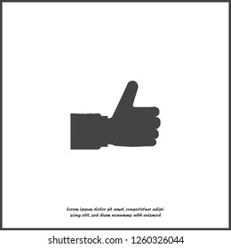 Hand Thumb Up icon flat. Vector  illustration thumb up on white isolated background. Layers grouped for easy editing illustration. For your design.