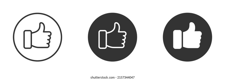 Hand thumb up icon. Like symbol. Flat vector illustration.