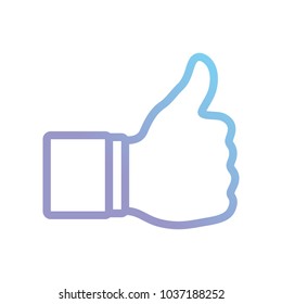 hand with thumb up icon over white background colorful design vector illustration