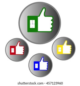 Hand with thumb up icon set.Vector illustration